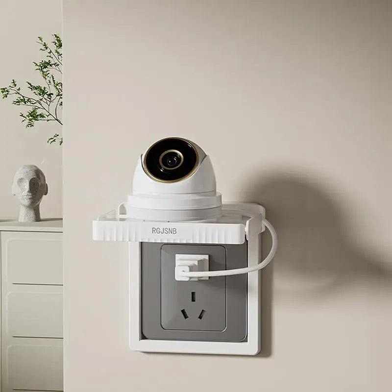 Punch-Free Outlet Shelf – Socket Storage Rack & Phone Holder Outlet Storage Shelf PLUSH White