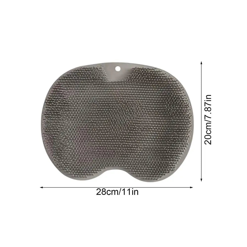 Silicone Foot Scrubber Shower Mat – Wall Mount Body Brush Foot Scrubber Mat PLUSH Gray