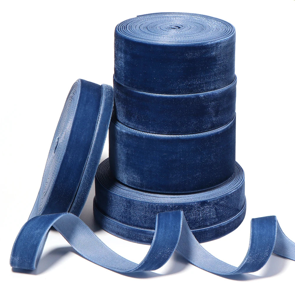 Deep Blue Flocking Ribbon 10 Yards | 6–38mm DIY Craft Décor Flocking Craft Ribbon PLUSH