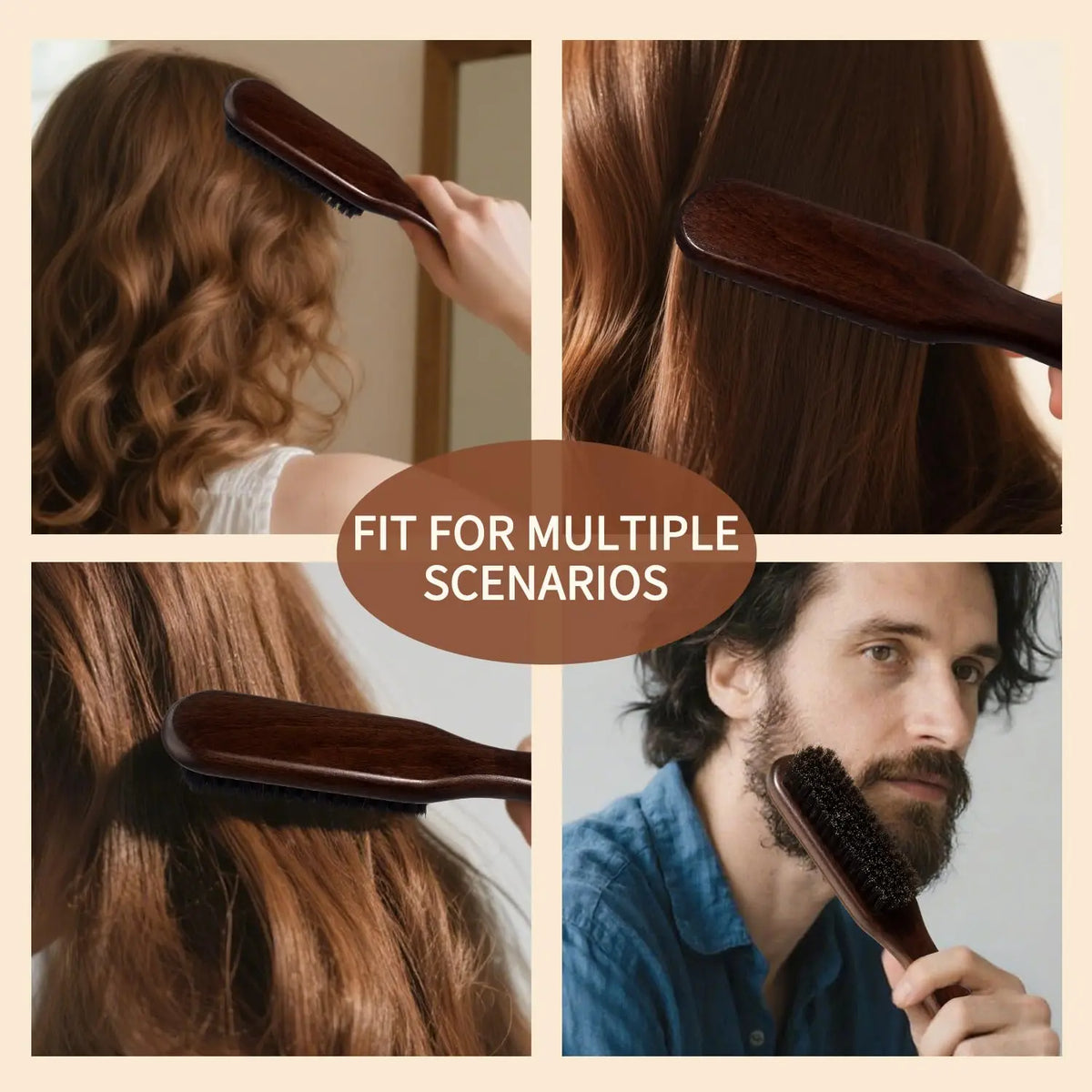 Boar Bristle Hair Brush Set – Unisex Professional Styling Hair Brush Set PLUSH