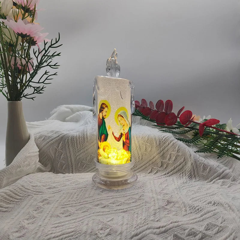 Flameless LED Devotional Prayer Candle – Religious Décor LED Prayer Candle PLUSH D