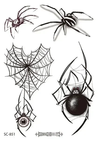 Spider Temporary Tattoo Sticker – Herbal Ink, Lasts 1-2 Weeks Temporary Tattoo Sticker PLUSH SC-851