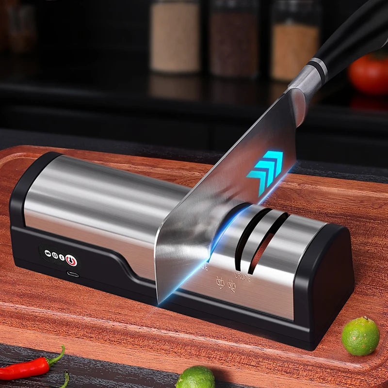 USB Rechargeable Electric Knife Sharpener – Adjustable Angle Electric Knife Sharpener PLUSH