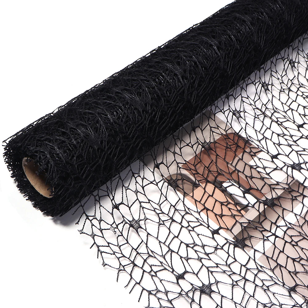 50m Korean Hollow Mesh Floral Wrapping Net Yarn Bouquet Roll Floral Wrapping Mesh PLUSH black