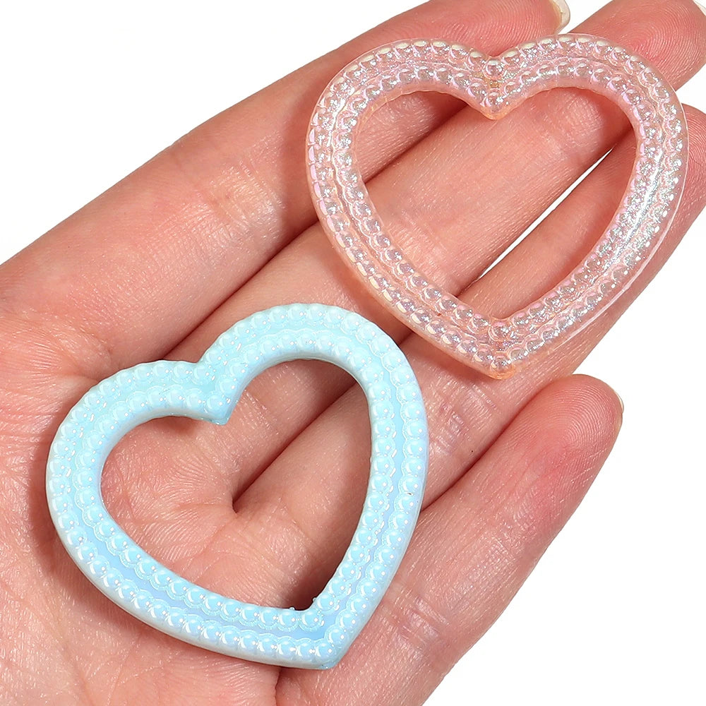 5pcs AB Color Hollow Heart Acrylic Spacer Beads – DIY Jewelry Acrylic Spacer Beads PLUSH