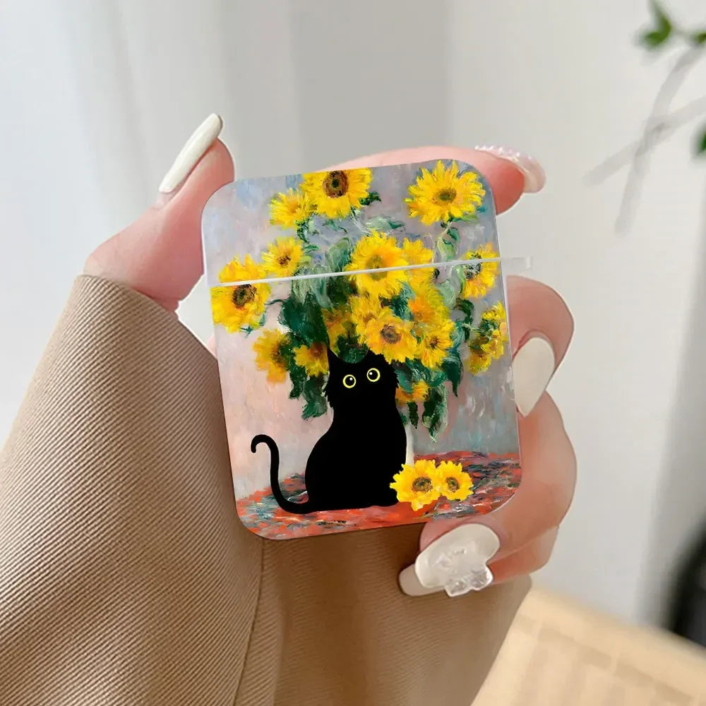 Van Gogh Cat AirPods Case – Retro Art Hard Cover All Models AirPods Case Cover PLUSH -14 for Airpods 1st 2nd