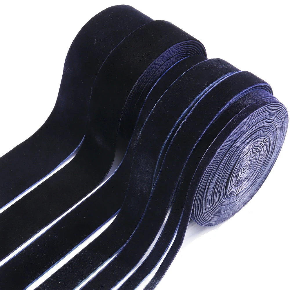 Navy Blue Velvet Ribbon 6–38mm, 5–10 Yds | DIY Gift Wrap Velvet Craft Ribbon PLUSH