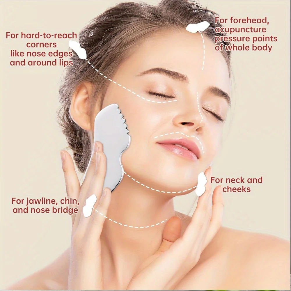 Stainless Steel Gua Sha Board – Facial & Body Massager Gua Sha Massager PLUSH