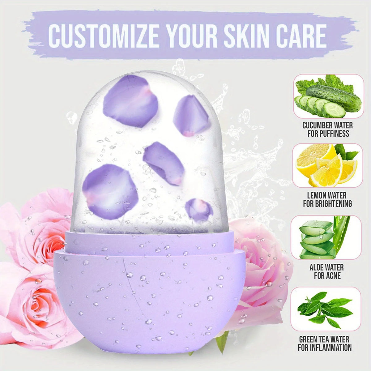 Rose Shape Ice Roller for Face – Cooling Facial Massager Facial Ice Roller PLUSH