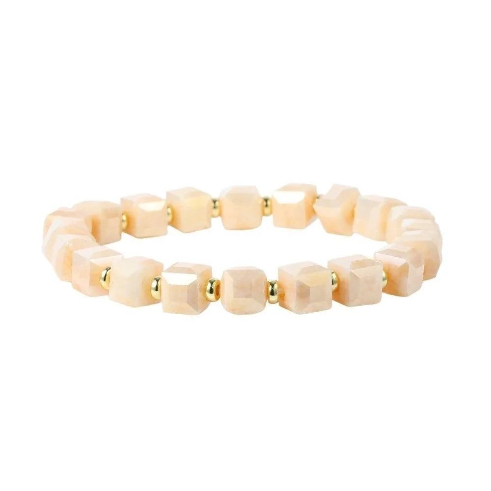 Colorful Crystal Glass Sugar Cube Beaded Bracelet | Unisex Beaded Chain Bracelet PLUSH Style 4