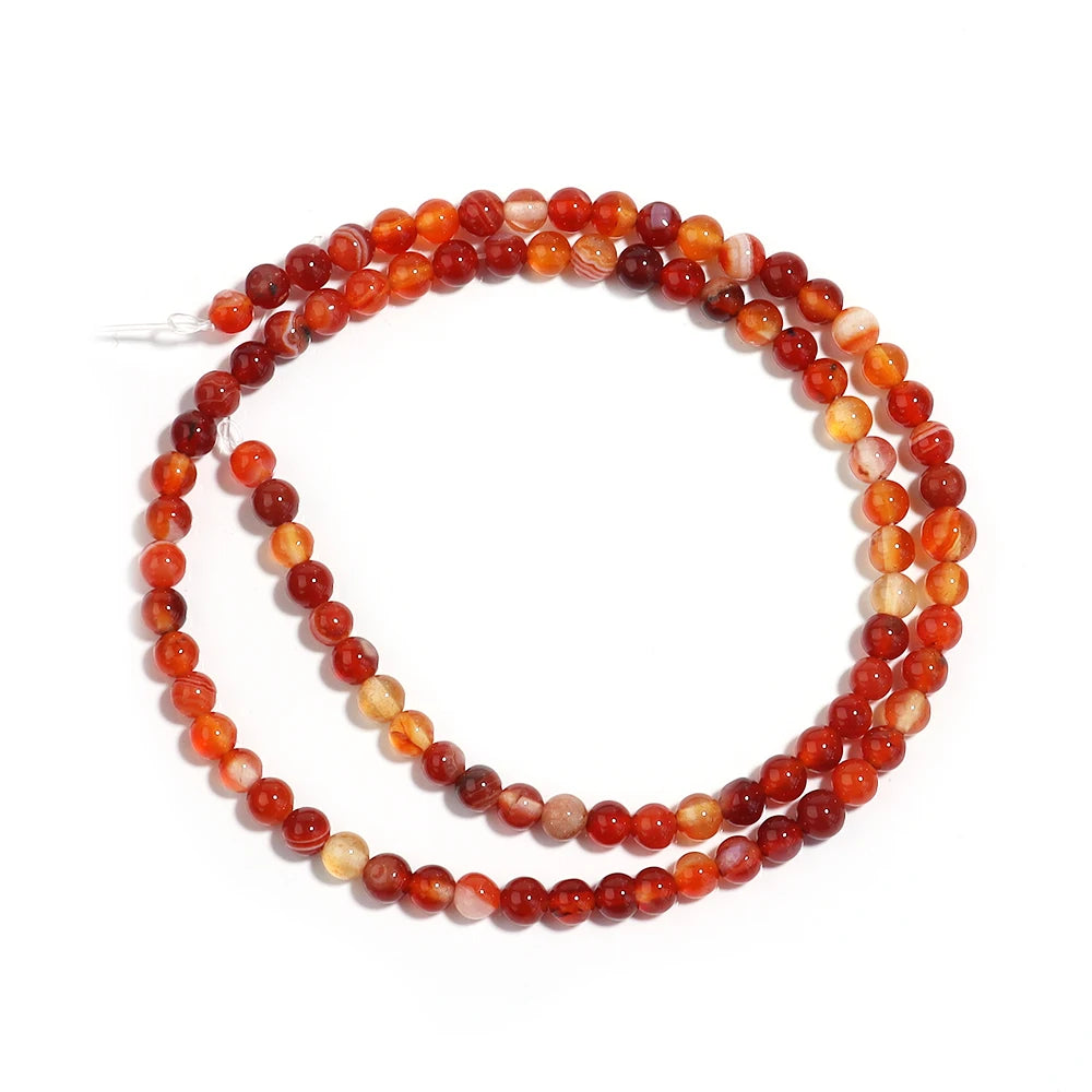 Red Stripe Agate Beads 4–12mm Natural Stone Spacers for DIY Natural Stone Beads PLUSH 4mm