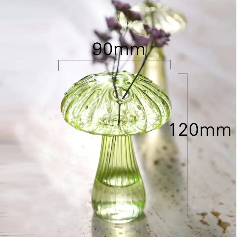 Transparent Glass Mushroom Vase – Hydroponic Planter Decorative Glass Vase PLUSH A