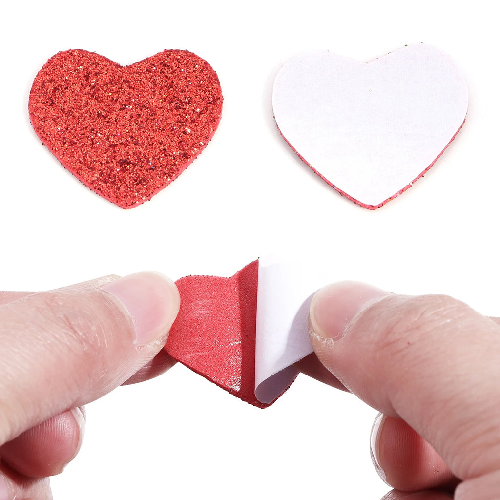 33pcs Glitter Foam EVA Stickers Heart Star Scrapbook Craft Foam Craft Stickers PLUSH