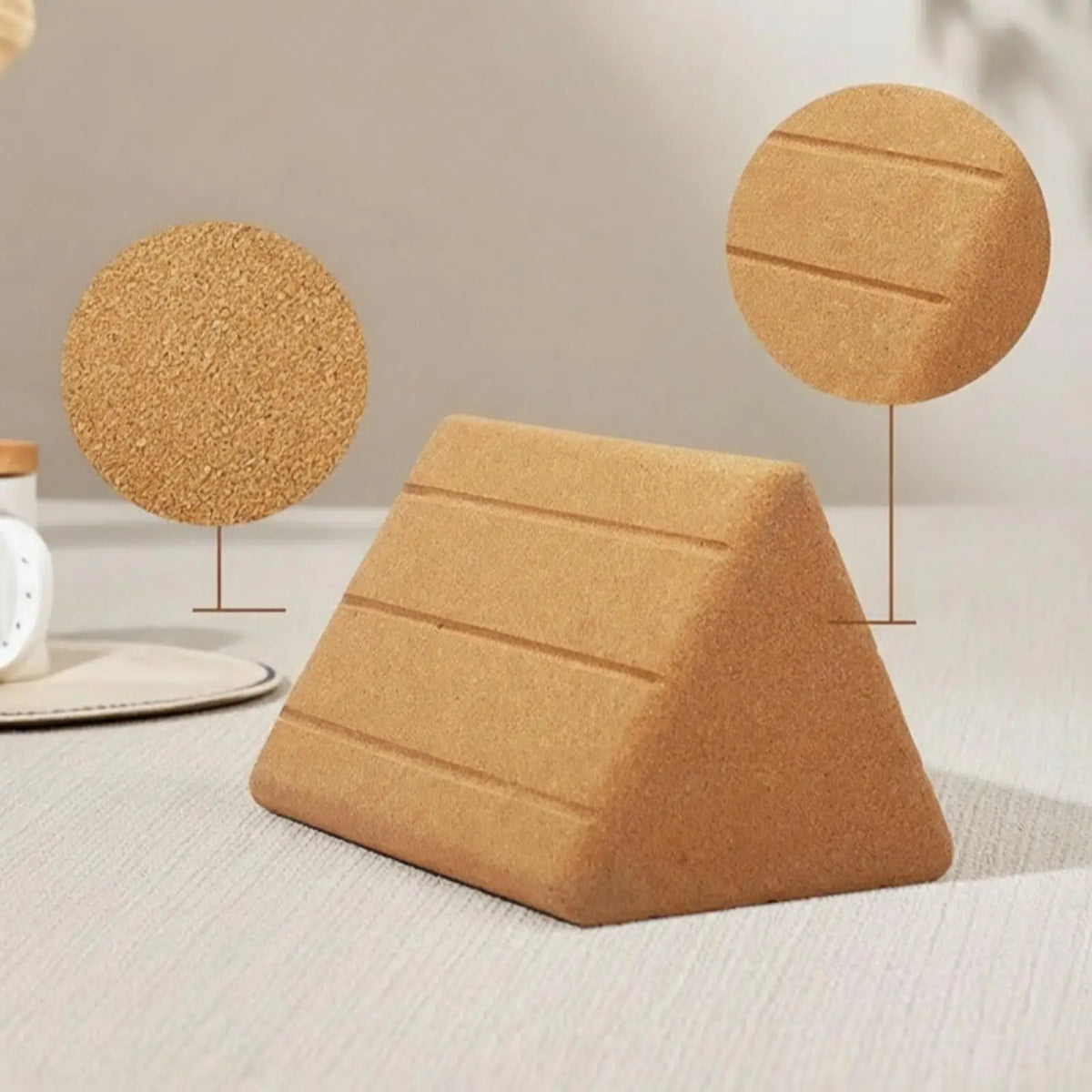 Triangular Cork Yoga Wedge Block for Stretching & Alignment Cork Yoga Wedge Block PLUSH