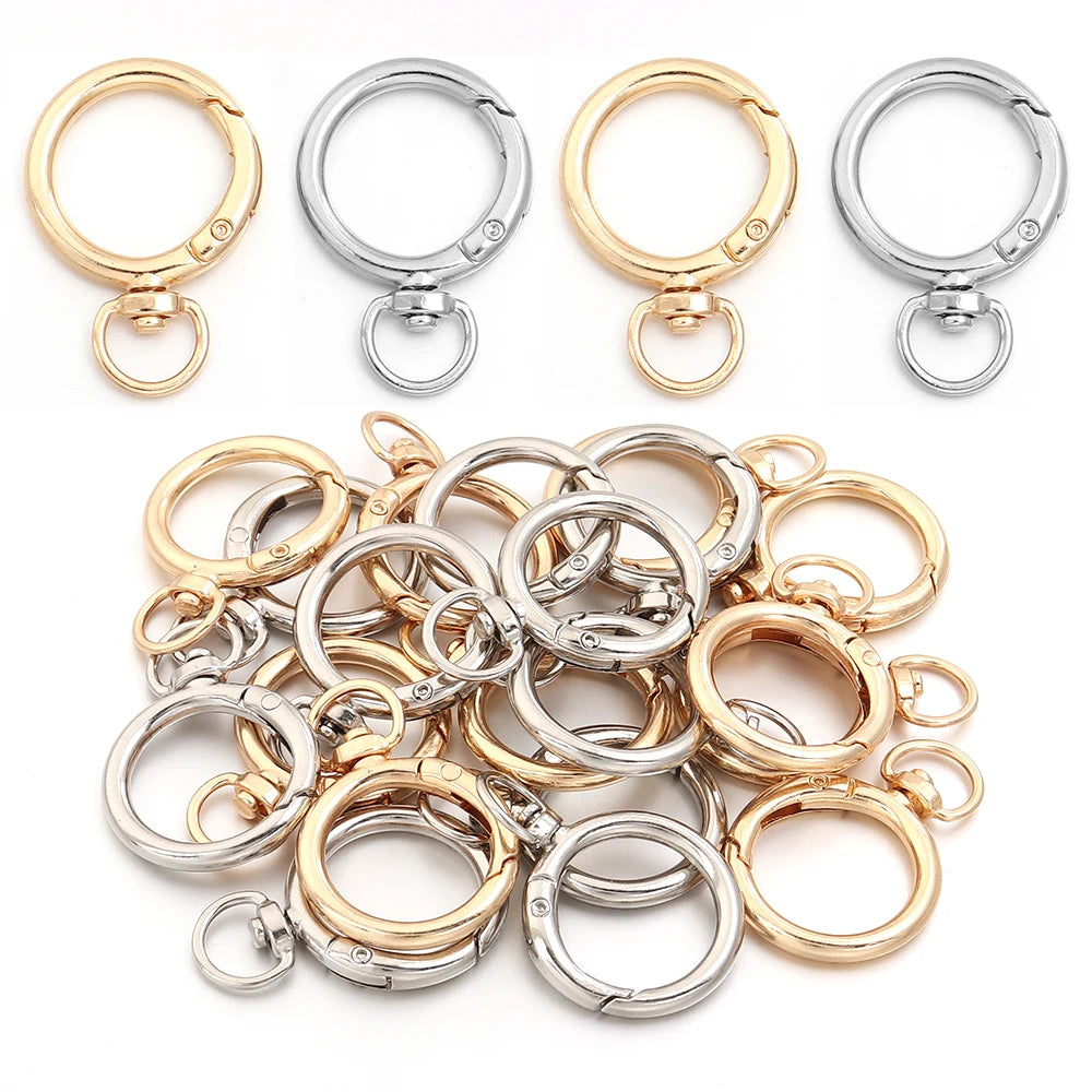 10pcs Alloy Swivel O Ring Spring Clasp Split Keyring DIY Jewelry Findings PLUSH