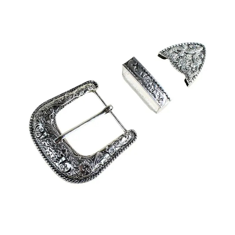 3-Piece Vintage Carved Pin Belt Buckle Set – DIY Leather Belt Belt Buckle Set PLUSH