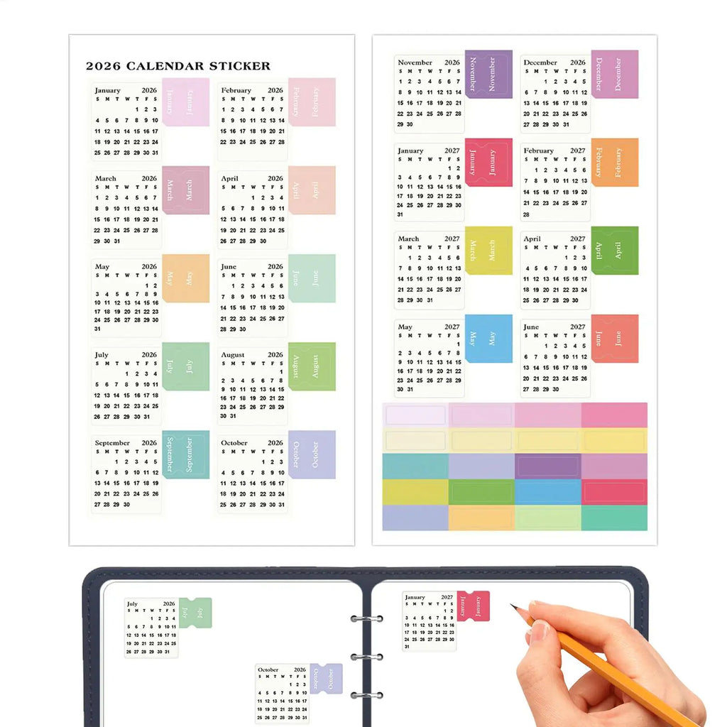 2026 Monthly Calendar Planner Stickers – Journal & Scrapbook Planner Sticker Labels PLUSH