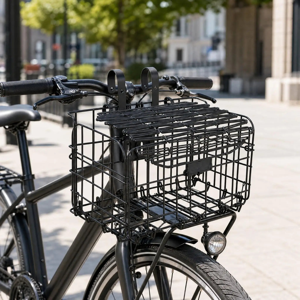 Foldable Steel Wire Bike Basket with Mounting Brackets Bicycle Basket PLUSH