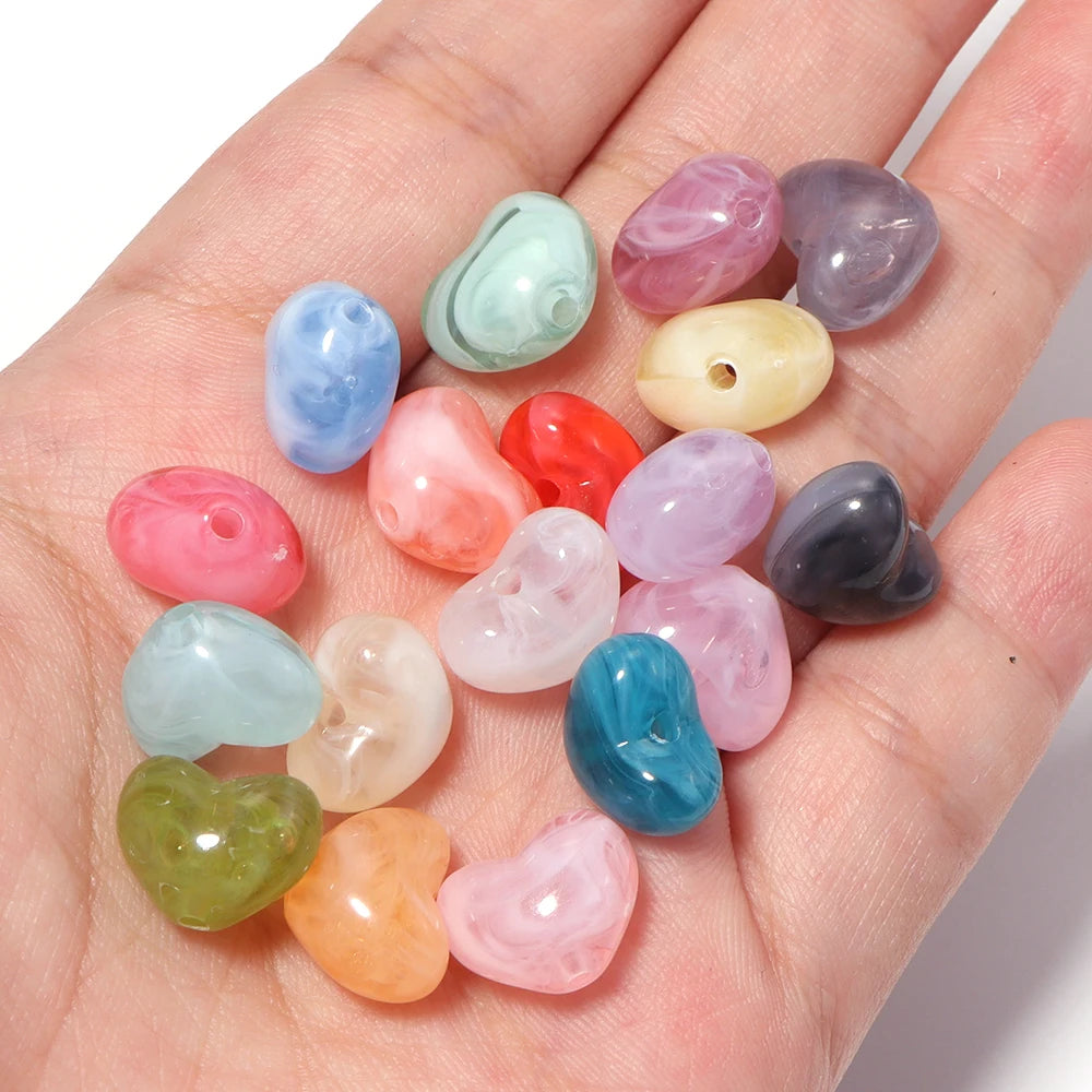 50pcs Two-Tone Heart Acrylic Spacer Beads – DIY Jewelry Acrylic Spacer Beads PLUSH