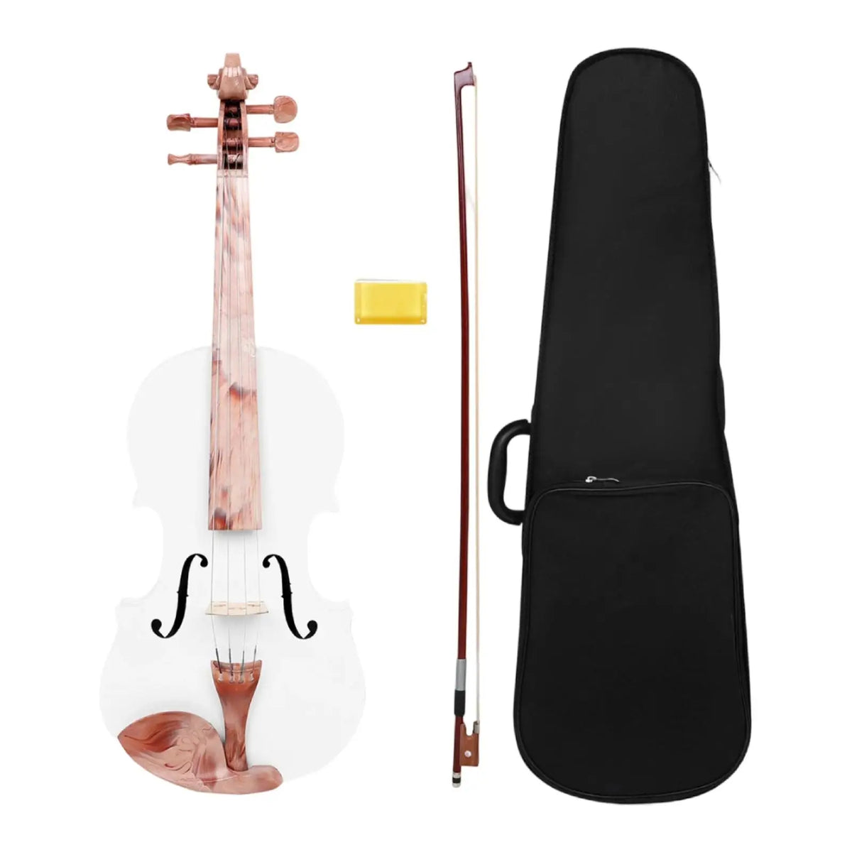 Hand-Carved 4/4 Violin – Marble-Pattern Glossy Finish & Case Full-Size Violin PLUSH Default Title
