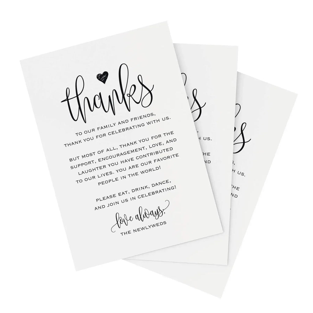 Thank You Postcards 4x6" for Weddings & Showers – 50 Pack Thank You Postcards PLUSH