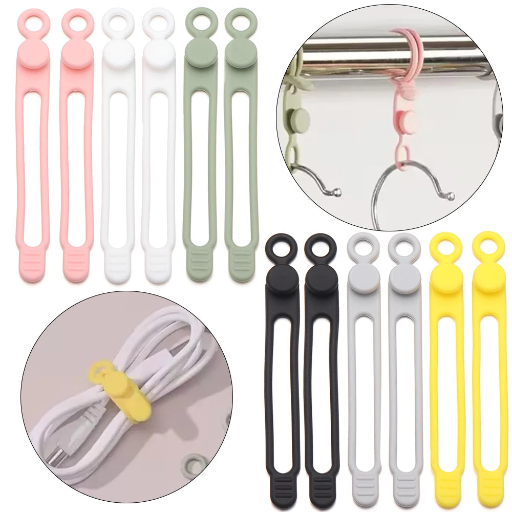 4pcs Silicone Cable Ties Multicolor Reusable Cord Organizer Cable Organizer Ties PLUSH