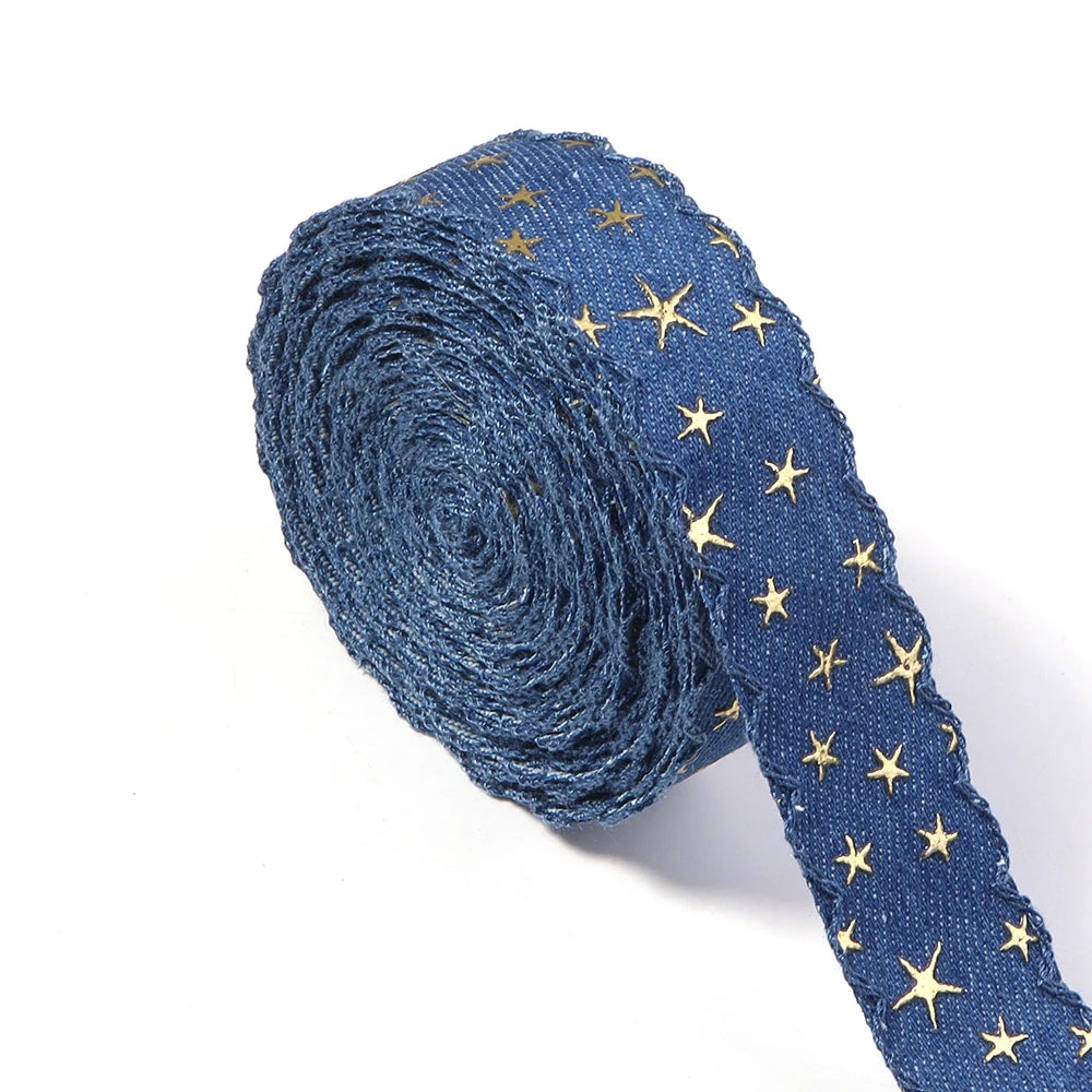 Scalloped Denim Ribbon Star Sequin Wave Trim – DIY Crafts Craft Ribbon Trim PLUSH 25mm 06 x 5yards mm