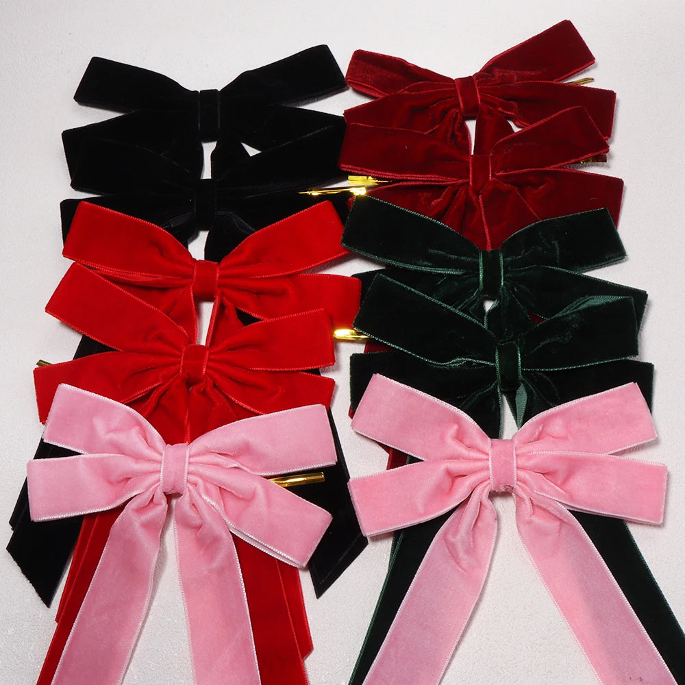 2pcs Velvet Bow with Twist Tie – Christmas & Party Décor Decorative Bow PLUSH