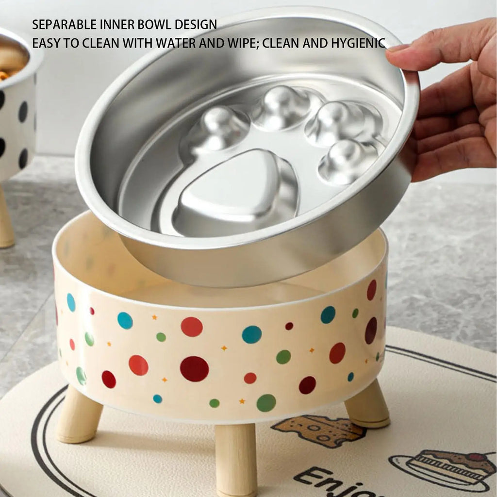 Elevated Stainless Steel Slow Feeder Bowl – Cats & Dogs Elevated Pet Bowl PLUSH