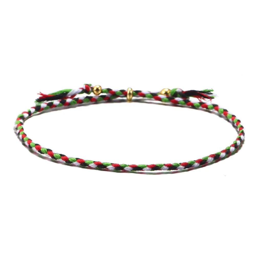 Adjustable Woven Bracelet – Colorful Bohemian Braid Charm Woven Charm Bracelet PLUSH E