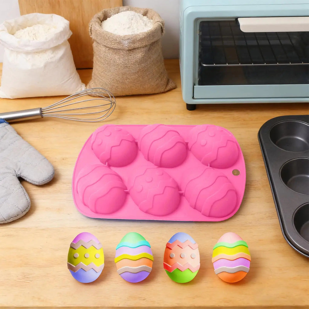 6-Cavity Easter Egg Silicone Mold – Chocolate & Candy Baking Silicone Baking Mold PLUSH