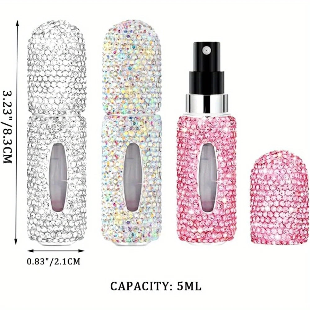 Rhinestone Perfume Atomizer 5ml – Refillable Travel Spray Bottle Perfume Atomizer PLUSH