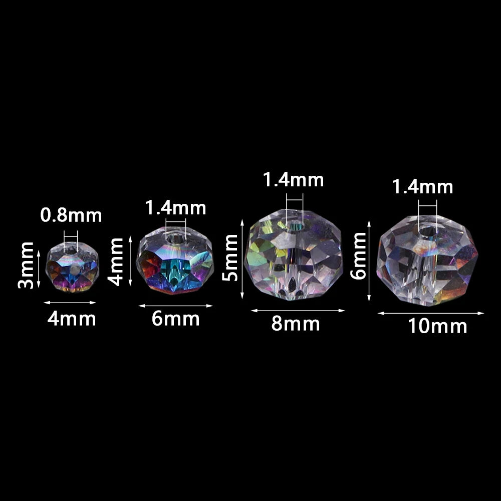 AB Color Faceted Crystal Glass Wheel Spacer Beads – DIY Jewelry Glass Spacer Beads PLUSH