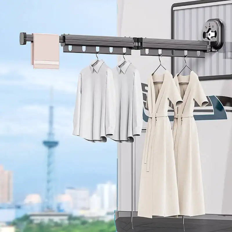 Wall-Mounted Folding Clothes Drying Rack | Retractable Aluminum Clothes Drying Rack PLUSH