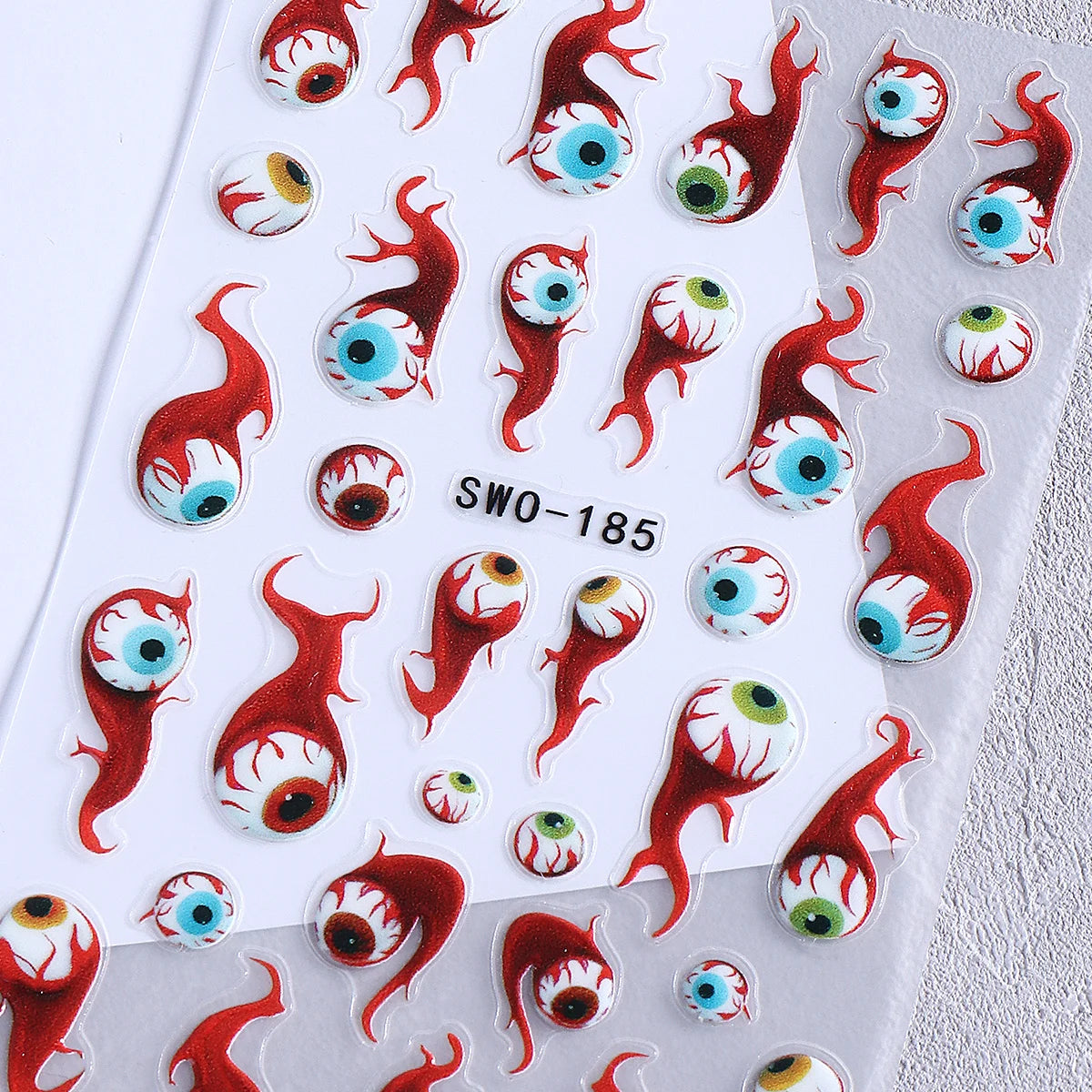 Halloween Bloodshot Eyeball Matte Nail Decals – 2 Sheets Nail Art Decals PLUSH