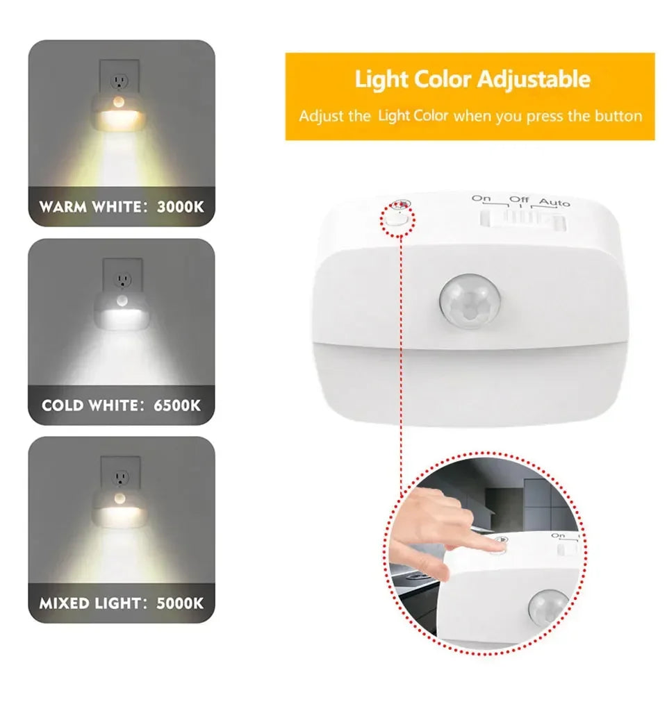 Motion Sensor LED Night Light – 3 Modes, EU/US Plug LED Night Light PLUSH