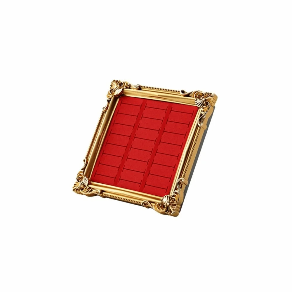 Vintage Gold Frame Wooden Ring & Jewelry Display Stand Jewelry Display Stand PLUSH Red B