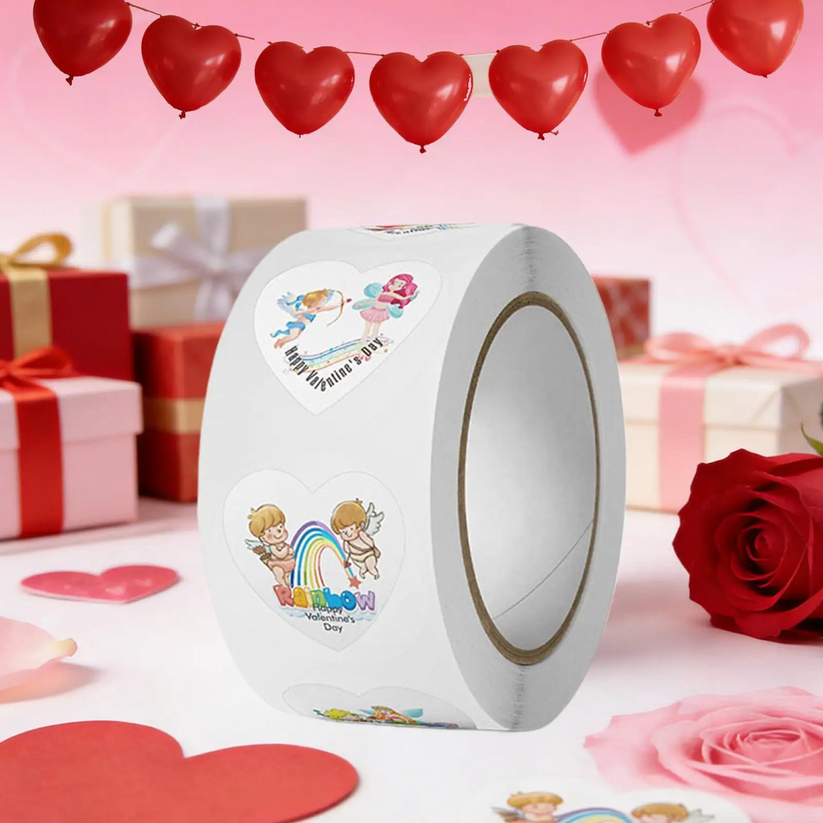500pcs Heart Shape Stickers Roll – Wedding & Party Labels Decorative Sticker Roll PLUSH