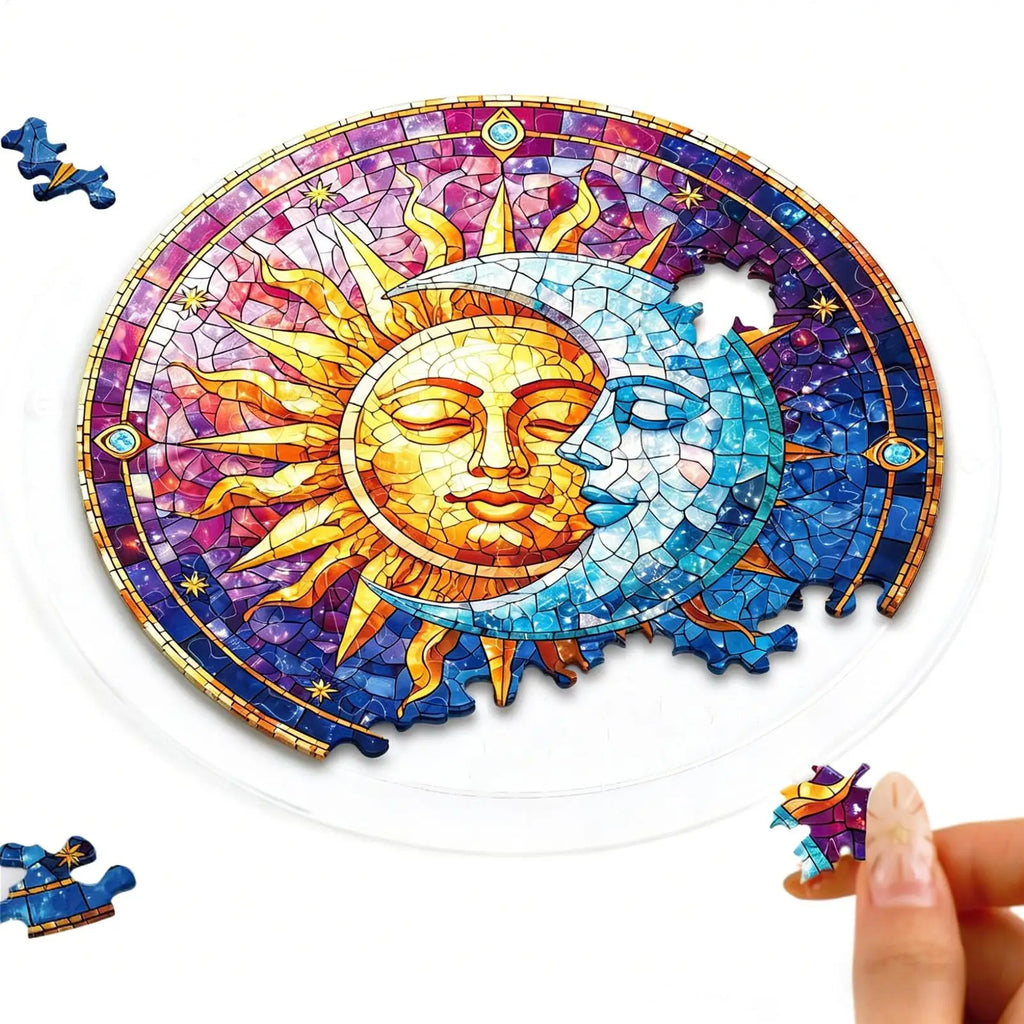 Acrylic Puzzle Suncatcher – Round Rainbow Window Light Catcher Window Suncatcher PLUSH