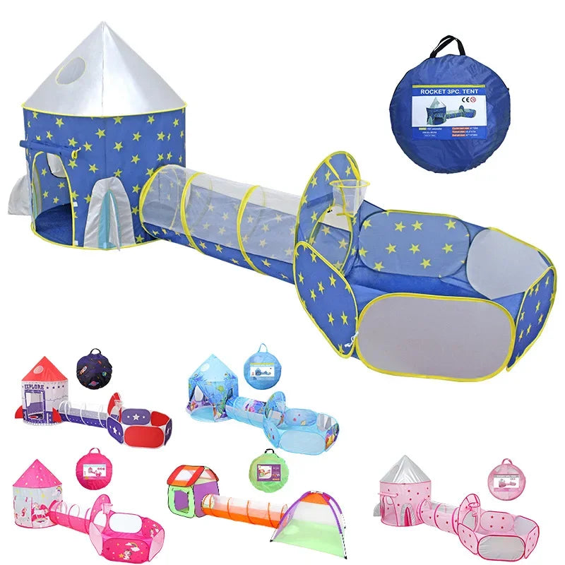 Kids 3-in-1 Play Tent, Tunnel & Ball Pit Playpen Set Kids Play Tent Set PLUSH