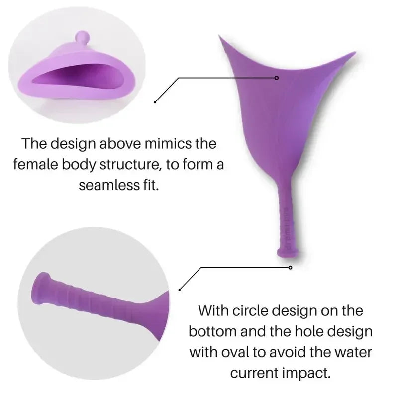 Silicone Female Urinal – Portable Standing Pee Funnel Travel Female Urination Device PLUSH