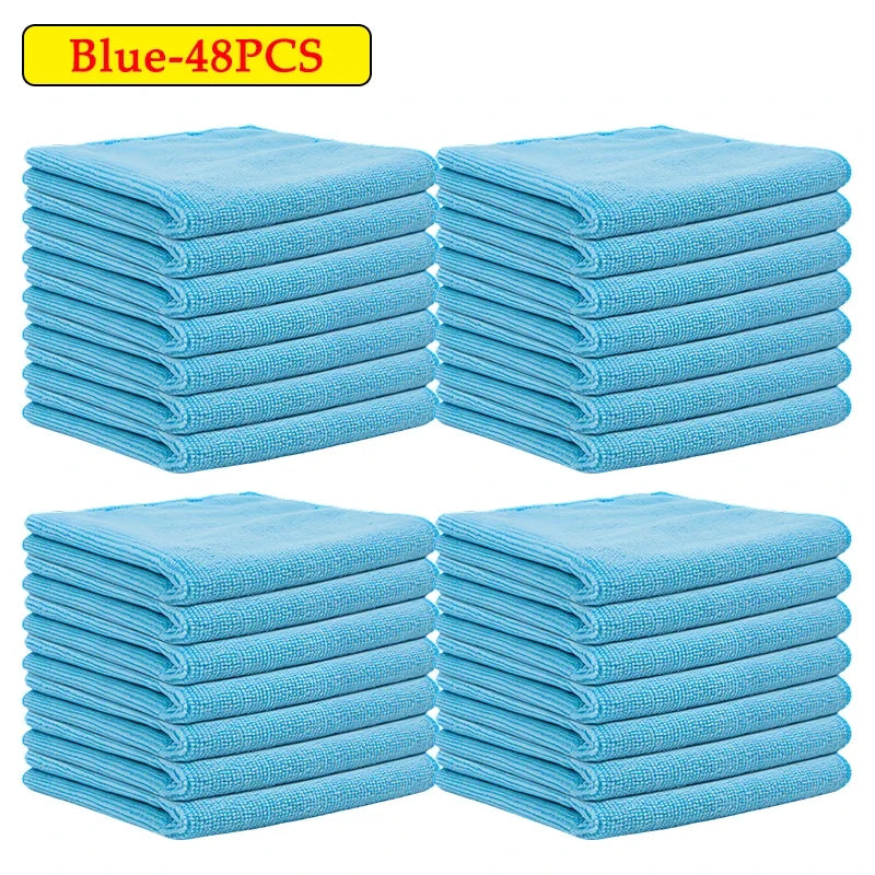 Microfiber Car Wash & Cleaning Towels – 12 to 48 Pack Microfiber Cleaning Towels PLUSH Blue 48PCS