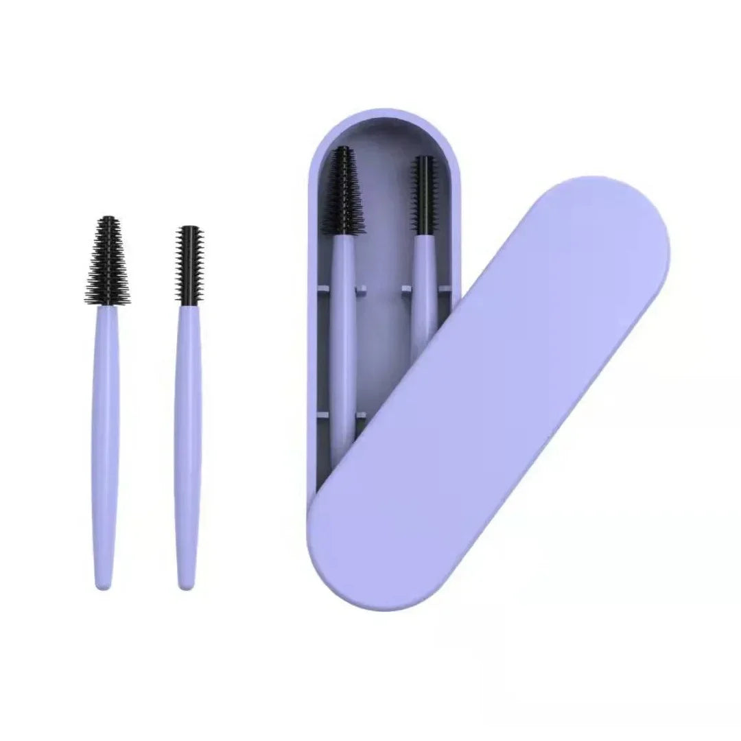 Reusable Silicone Eyelash & Eyebrow Brush Set + Storage Box Eyelash Brush Set PLUSH Blue