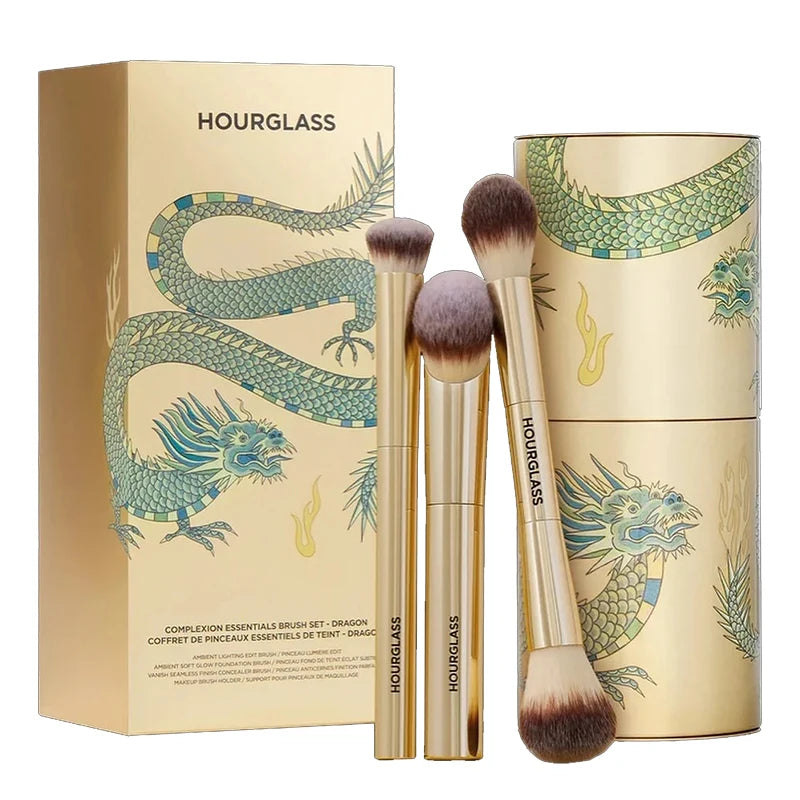 HOURGLASS Dragon Series 3-Piece Complexion Makeup Brush Set Makeup Brush Set PLUSH Gold