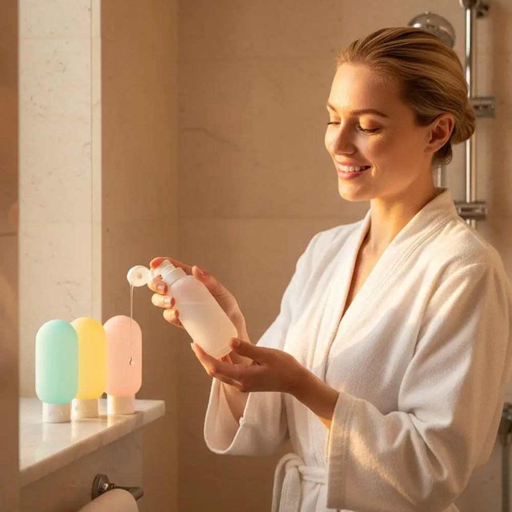 4-Pack Leak-Proof Silicone Travel Bottles | 60ml Refillable Set Travel Toiletry Bottles PLUSH