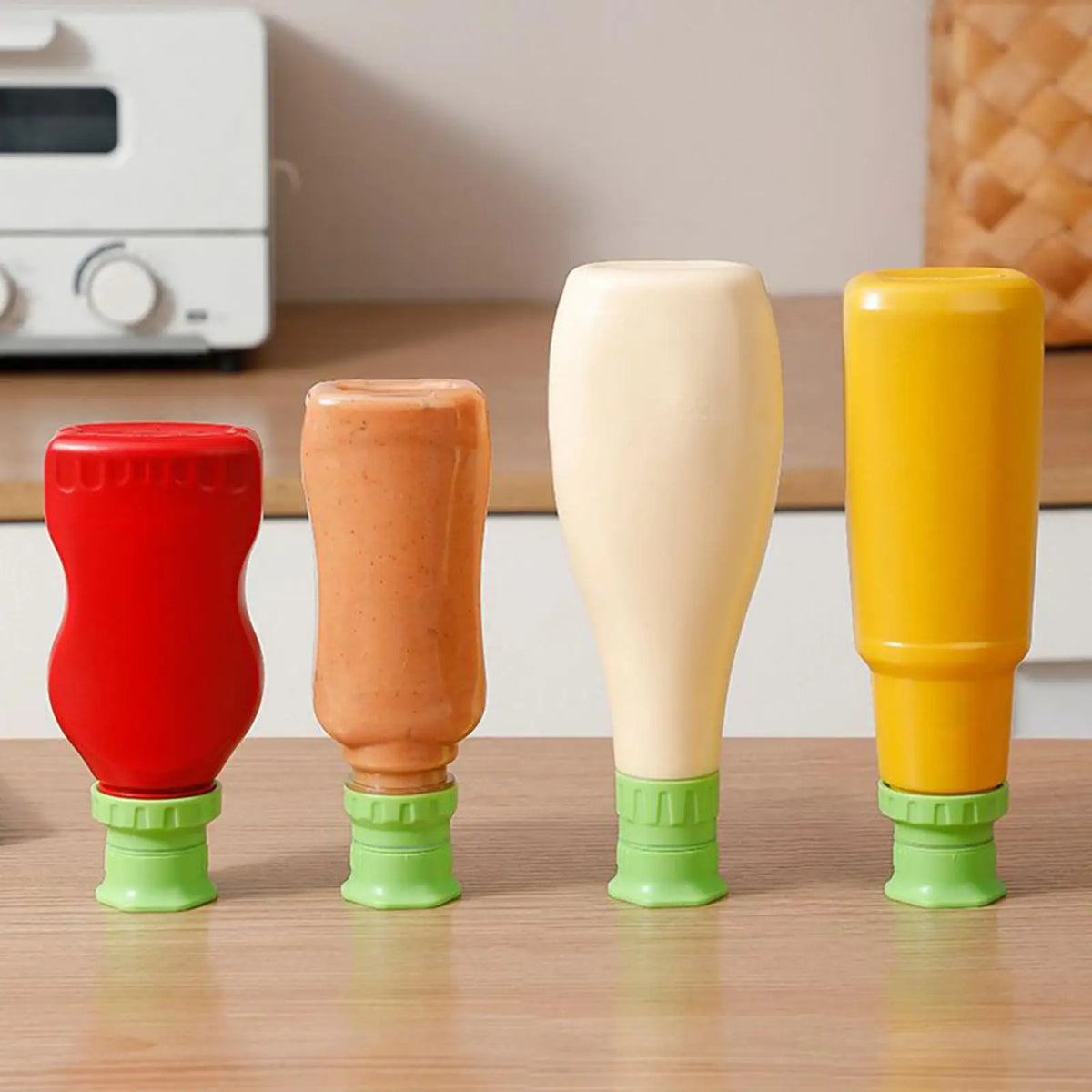 4-Pack Squeeze Bottle Caps – Universal Sauce Dispenser Lids Condiment Bottle Lids PLUSH