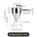1200ml Stainless Steel Batter Dispenser with Rack & Nozzles Batter Funnel Dispenser PLUSH steel funnel