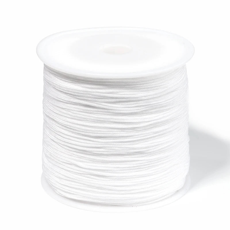 90m Multicolor Nylon Braiding Cord 0.8mm | Chinese Knot Thread Jewelry Braiding Cord PLUSH white