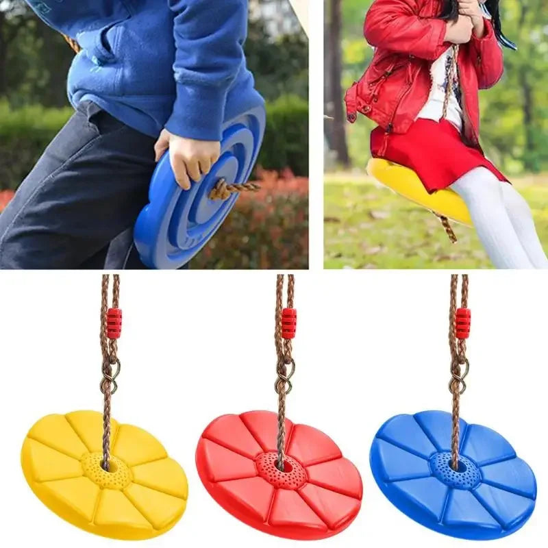 Heavy Duty Disc Tree Swing Seat with Rope – Kids Outdoor Play Kids Disc Swing PLUSH