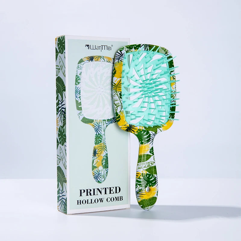Vented Detangling Hairbrush & Scalp Massage Comb | Gift Box Detangling Hairbrush PLUSH Green boxed